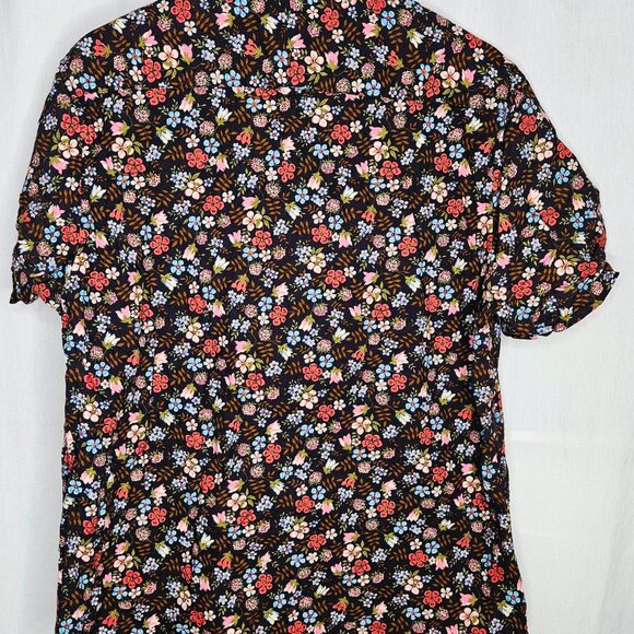 Denim & Flower Ricky Singh Men's Black Short Sleeve Button Down Shirt Floral XL - Picture 4 of 4